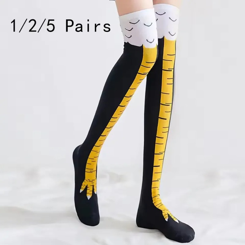 Funny Chicken Leg Socks - 1/2/5 пар женских гольфов до колена: